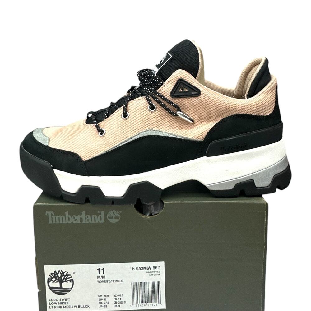 Timberland Euro Swift Hiking Shoes Sneakers Light Pink Black Mesh Womens size 11